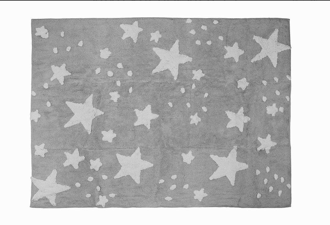 Alfombra Infantil Algodón 100% Lavable Lluvia de Estrellas Aratextil Gris - Nanetes #